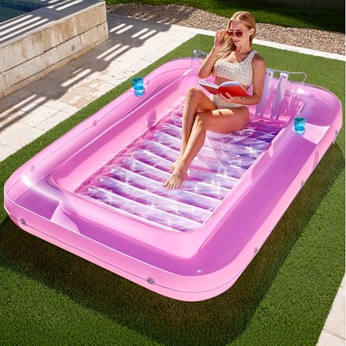 Sloosh Flutuador insuflável de bronzeamento para piscina, banheira bronzeada, para adultos, balsa para piscina, banhos de sol, bronzeamento, espreguiçadeira de piscina, flutuador de cama de bronzeado