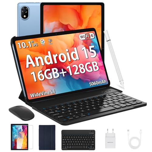 DOOGEE U10 Andriod 15 Tablet de 10 polegadas com teclado, 16 GB + 128 GB, 1280 * 800 IPS/ 5060 mAh/ Widevine L1/WiFi 6 Tablet para crianças, Face ID/OTG/BT 5.0/8MP +5MP Tablets Inferior. fantil 2025