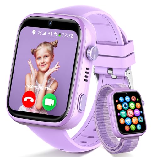 4G Relógio inteligente criança, IP68 impermeável Smartwatch crianças com chamadas, chamadas de vídeo, chat de voz, SMS, WhatsApp, WiFi, GPS, SUS, modo escola, podómetro relógio inteligente meninos e