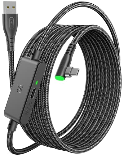 INIU Cabo de ligação de 5 m, cabo de ligação USB 3.0 a USB C com Meta Oculus Quest 3s, Quest 3 2 1, Quest Pro, Pico 4, acessórios PC Steam VR, transferência de dados de alta velocidade, cabo para