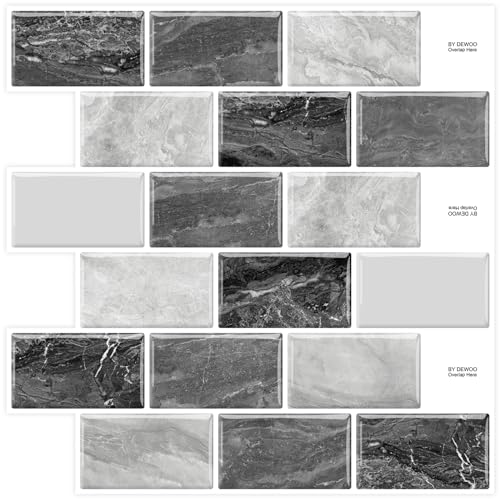 DEWOO Autocolantes vinil azulejos azulejos autocolantes cozinha casa de banho imitação tijolo 3D relevo efeito parede, mosaicos (10 peças, 30,5 x 30,5 cm)