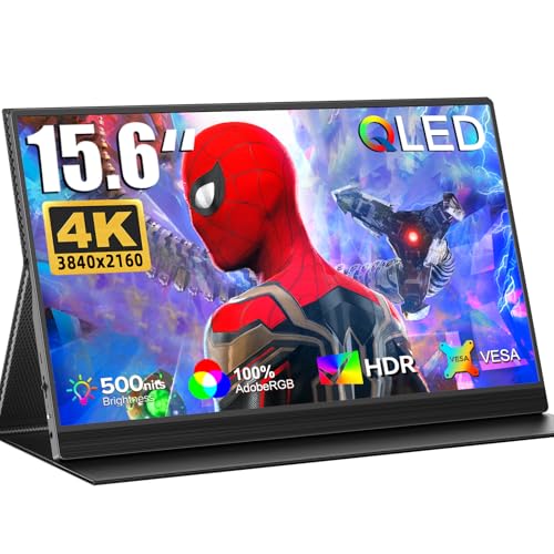 UPERFECT 4K QLED Monitor portátil de 15,6 polegadas Mate Eye-Care IPS contraste 1200:1 100% AdobeRGB 3840 x 2160 UHD para PC Laptop consola de jogos, corpo de metal, compatível com VESA