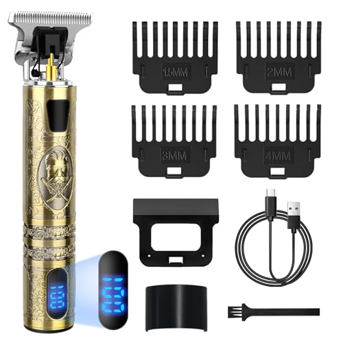 Máquina de cortar cabelo para homem, máquina de barbear homem com LED, corta-pelos cortar barba sem cabo, máquina de cortar cabelo com 4 pentes