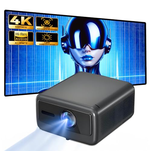 Projetor 4K, Seelumen FH1000, 1200 ANSI lúmenes o mais luminoso em LCD, AndroidTV, Fullhd nativo, cinema em casa 300", Bluetooth 5.0, altifalantes de 10 W (FH1000)
