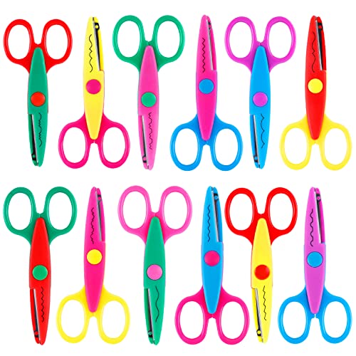 UCEC Tesoura para artesanato borda decorativa, 12 peças tesouras para trabalhos manuais, 12,7 cm tesouras decorativas, tesouras de design de cor para artesanato para Scrapbook para artesanato
