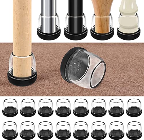 Ezprotekt 16 deslizadores de pernas de cadeira para tapetes, 20-28 mm deslizadores de cadeira para tapetes, deslizadores de teflon e combinação de termoplástico e elastómero de protetor de patas