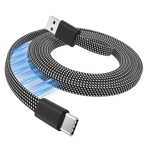 Magtame Cabo USB A a USB C, cabo de carregamento magnético plano, cabo USB C em espiral, cabo de carregamento rápido retrátil tipo C, cabo flexível USB C compatível com Phone 15 Pro Max, Samsung, Pad,