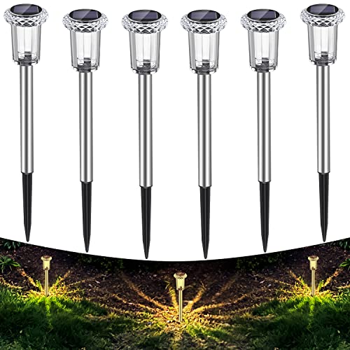Auting Candeeiros solares, branco quente, IP65 impermeável, sem fios, luzes LED para exteriores, jardim, varanda, 6 unidades