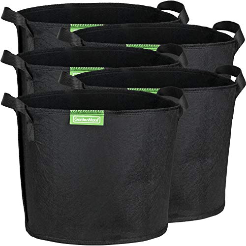 GardenMate 5 x 5 L Sacos de tecido não tecido para plantas, altura 16 cm Ø 20 cm, Blackline