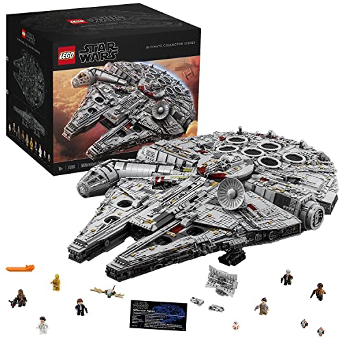 LEGO Star Wars Millennium Falcon, Maquete de construção para adultos da nave estelar de Han só com mini figuras Chewbacca, Leia e C-3PO, presente colecionável para homens, mulheres e fãs 75192