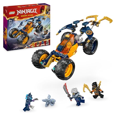 LEGO Ninjago Buggy todo-o-terreno ninja de Arin Set de jogo de aventura com figura de dragão e 4 mini figuras de personagens, carro de construção, presente para meninos e meninas de 7 anos ou mais