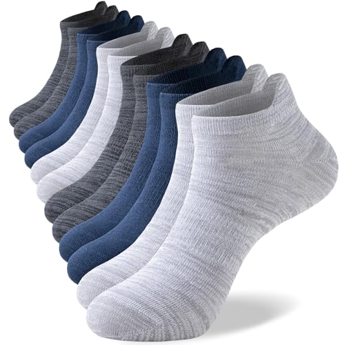 Niorasen Meias desportivas de bambu para homem, 6 pares, meias desportivas antibolhas, meias atléticas de corte baixo para caminhar