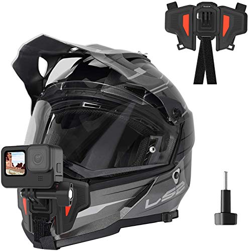 TELESIN Suporte para capacete de mota Mento para GoPro Hero 13/12/11/10/9/8/7/6/5/4, dji OSMO Action 5 Pro Action 4/3, Insta360, silicone antiderrapante, câmara de ação acessórios (2ª geração)