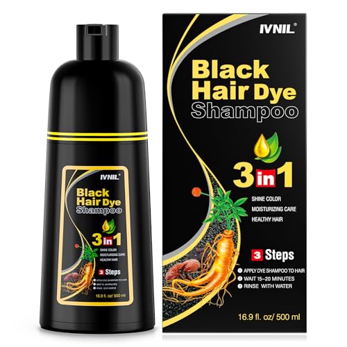 Shampoo tinta preta para cabelo, coloração de cabelo preto 3 em 1 para homens e mulheres, champô de cabelo contra cabelos brancos, champô de cor para cabelo