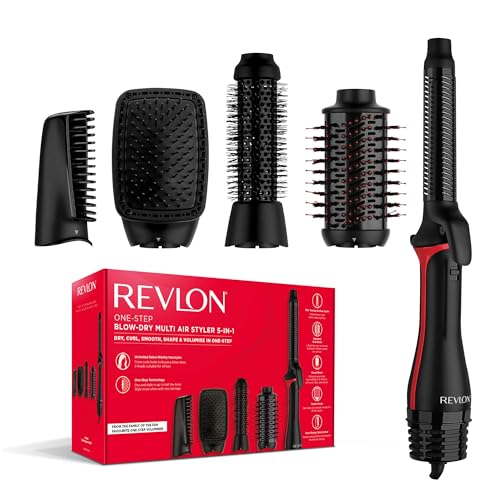 REVLON One-Step Blow-Dry Multi Air Styler 5 em 1 (cabeças removíveis, modelador, secador, volumizador, modelador e potenciador de forma), RVDR5370