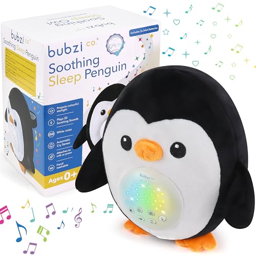 Sensor ativado a chorar de bebé pinguim - máquina de ruído branco - luz de remoção infantil - calmante do sono - presente para recém-nascido ou menina