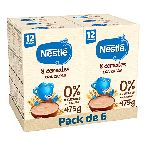 Nestle Papilla de 8 cereais com cacau, 6 embalagens de 475 g (total 2,85 kg)