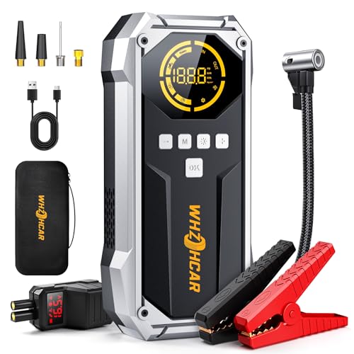 Acionador de arranque de bateria de carro 6000A compressor de ar 150 PSI, 26800 mAh 12 V Jump Starter com 400 -Lumen LED carregamento rápido e ecrã LCD Jump Starter