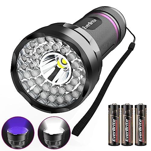 EverBrite 2 em 1 lanterna, luz UV de 395 nm, lanterna pequena, LED 300 LM, detetor de urina de animal de estimação, manchas, bilhetes, alumínio e anti-ferrugem, 3 * AA pilhas incluídas, para leitura,