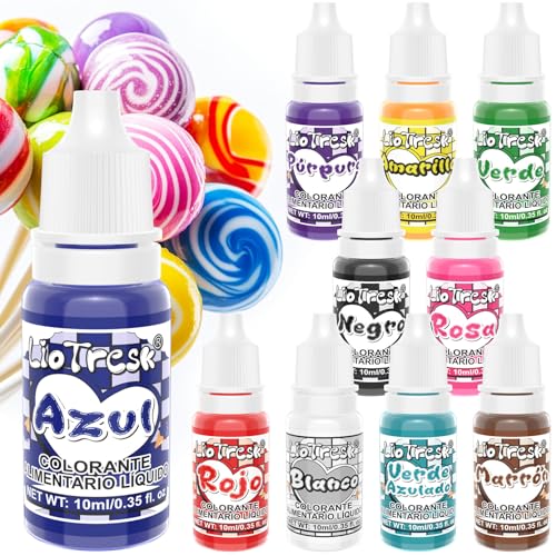 Colorante alimentar, 10 cores, cor para alimentar, peças de reposição líquidos concentrados, coloração alimentar vibrante para cozinhar, lime, vegano, 10 ml