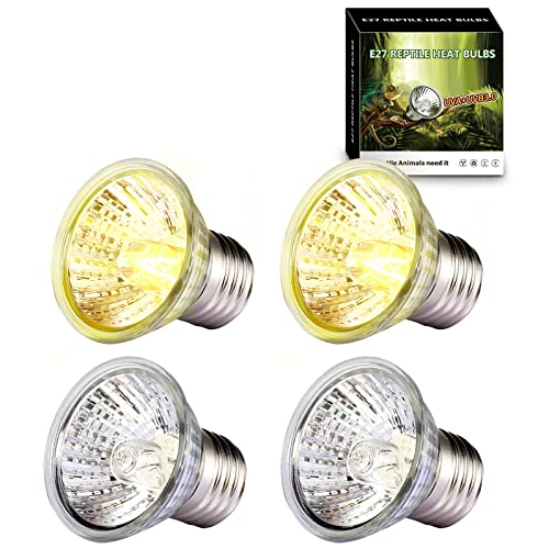 PewinGo 50 W x 4 Lâmpadas para candeeiro tartarugas de água, lâmpadas tartarugas, E27 luz UVA UVB de calor para terrário tartaruga, répteis, lagarto ou animais de estimação como pintainhos, gatinhos