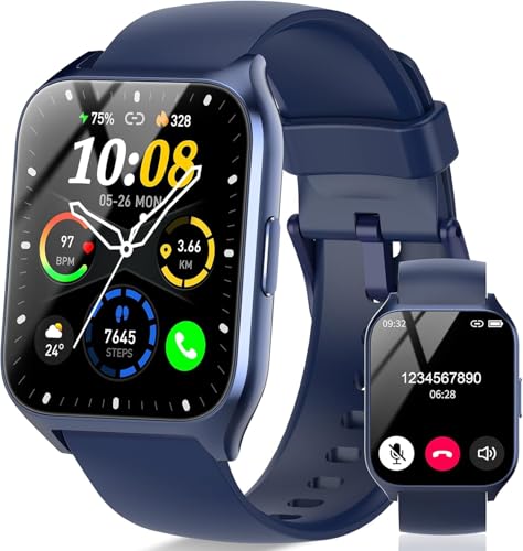 Relógio inteligente para homem, 1,85" Smartwatch com chamadas Bluetooth, podómetro/monitor de sono, impermeável IP68 Smart Watch, 110 modos desportivos pulseira atividade para Android iOS azul