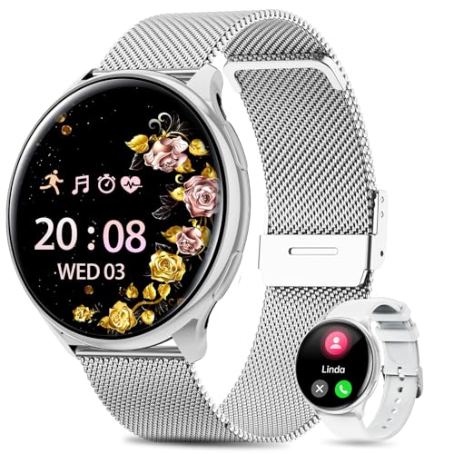 2025 Relógio inteligente mulher com ET/HRV/SIRI - 1,39" TFT Smart watch com chamadas Bluetooth, monitor de sonho, IP68, Fitness Tracker, ciclo menstrual, SpO2, pulsómetro, para iOS e Android
