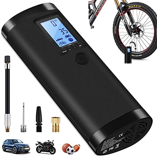Tiny Pump Mini bomba de bicicleta, 120 PSI bomba de bicicleta elétrica, bomba portátil para bicicleta com válvula Presta e Schrader para bicicletas de estrada, bicicleta de montanha, bicicleta urbana