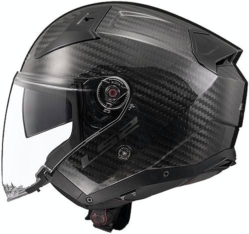 LS2, Capacete jet mota INFINITY II brilho carbono, M
