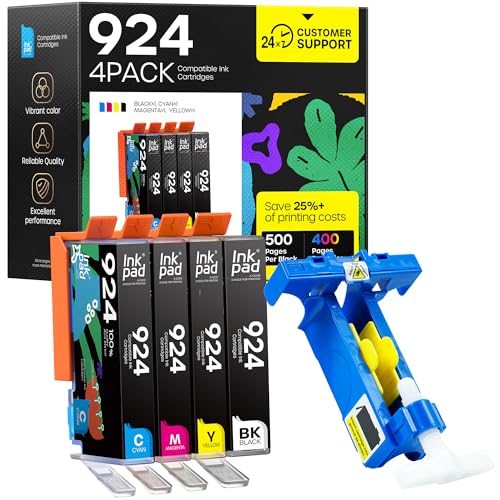 iNKPAD 924 Cartuchos compatíveis para HP 924 para HP OfficeJet Pro 8120e 8122e 8124e 8125e 8132e 8135e 8138e 8139e HP OfficeJet Pro 8120 8123 81333 8 8 130 (Normal) ou com chip)