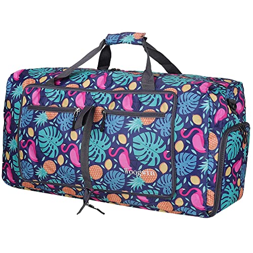 ehsbuy 60 L Mala de viagem dobrável mala de viagem homem e mulheres bolsa desporto impermeável grande bolsa leve de fim de semana com compartimento de sapatos, Abacaxi
