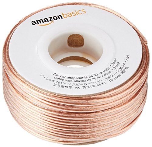 Amazon Basics Cabo para altifalantes (calibre 16, 2 x 1,3 mm²), 30,48 m, bronze