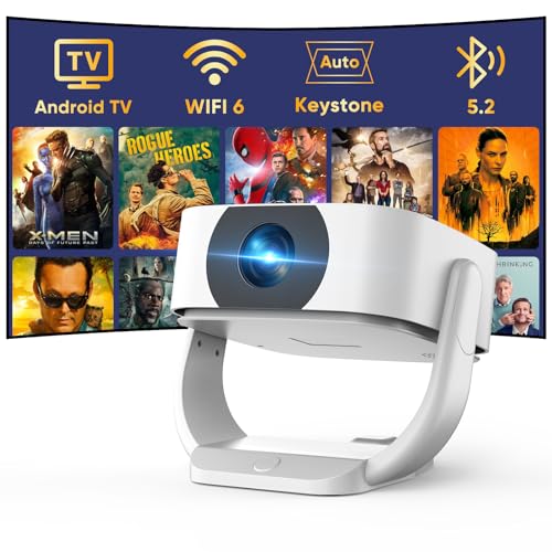 [App integrado]Mini projetor portátil, auto-chave/foco elétrico, 5G Wi-Fi Bluetooth Native 1080P projetor 4K suporte, 270 ° Girar Zoom 50 % projetor de cinema para portátil/TV Stick/telefone. / rato