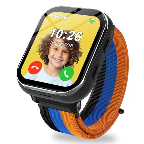 PTHTECHUS Relógio inteligente criança 4G, relógio GPS crianças e chamadas com botão SUS, bate-papo, videochamada, modo de classe, câmera, álbum de fotos, podómetro, Smartwatch crianças presentes para