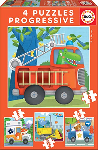 Educa - Puzzles progressivos puzzle infantil patrulha de resgate de 6,9, 12 e 16 peças a partir de 3 anos (17144)