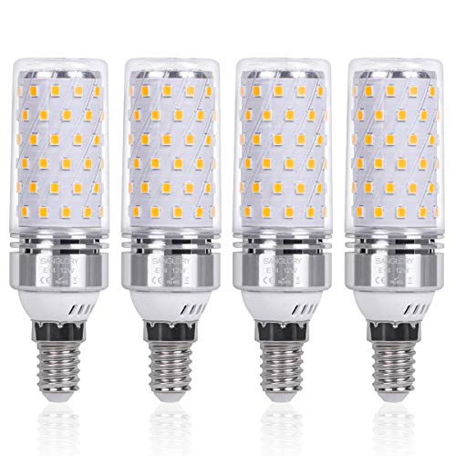 SanGlory Lâmpadas LED de 12 W Milho E14 de luz quente, equivalente a 100 W lâmpada incandescente, lâmpada LED E14 luz branca quente 3000 K, ângulo de feixe, não regulável, embalagem de 4