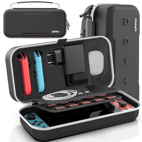 OIVO Funda para Nintendo Switch/OLED, Funda de Transporte para Consola y Accesorios de Nintendo Switch, Funda de Viaje Switch con 20 Ranuras para Tarjetas de Juego, No para NS 2 - Blanco