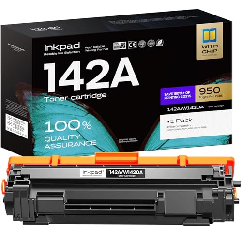 iNKPAD 142A Chip compatível com HP 142A W1420A Tonificador para HP Laserjet MFP M140w Tonificador M110 W M110 MFP M140 142X W1420X (1 preto)