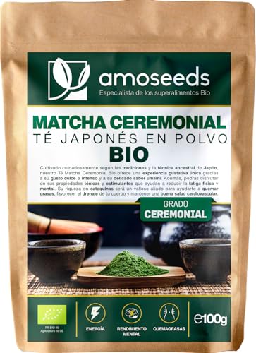 Chá verde Matcha cerimónia japonesa 100 g | grau cerimónia premium, 100 % orgânico, cultivado em Kagoshima (Japão), sem amargura, ideal para beber e latte