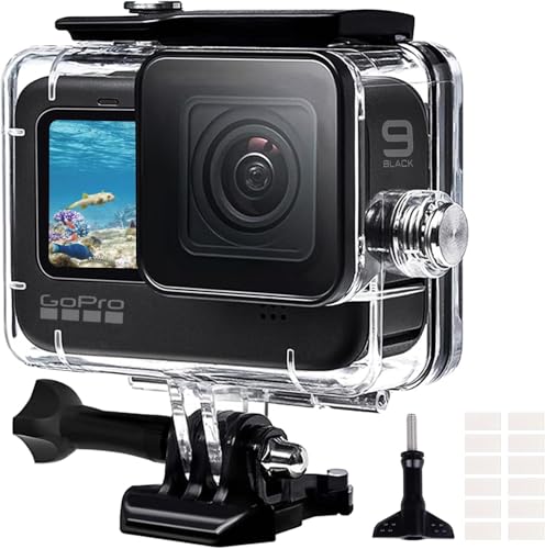 REDTRON Capa impermeável para GoPro Hero 9/10/11/12/13 Black, 60 M capa protetora de mergulho com pinça de montagem rápida, 12 inserções antiembaciamento para a câmara Gopro 9/10/11/12/13 Black