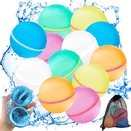 12 unidades balões de água reutilizáveis, balões de água de enchimento rápido CNMTCCO, bolas de respingo magnéticas de fecho automático, para crianças, adultos, praia, festa na piscina