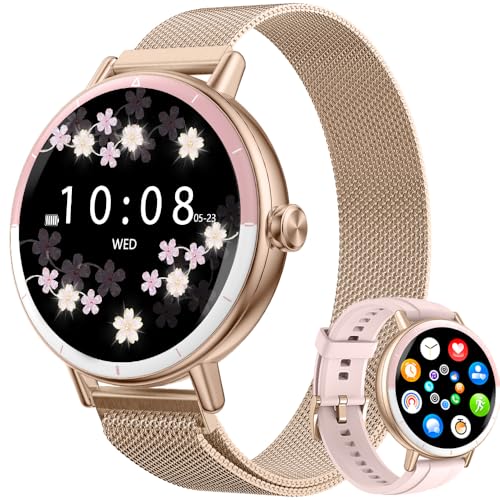 Relógio inteligente para mulher, 1,27" Smartwatch mulher com chamadas, função feminina, pulsómetro, SpO2, monitor de sonho, IP 68, 120 modos de desporto, calorias, podómetro, Fitness Tracker para