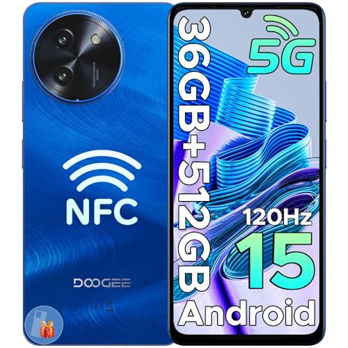 DOOGEE NOTE59PRO+ Smartphone 5G, 36 GB RAM+512 GB ROM 2TB Android expansível 15, 6,75 HD+120Hz, Octa Core telemóveis 6250 mAh 50 MP + 8 MP câmara Widevine L1, OTG/G/GG PS/Face ID. Pegada/NFC