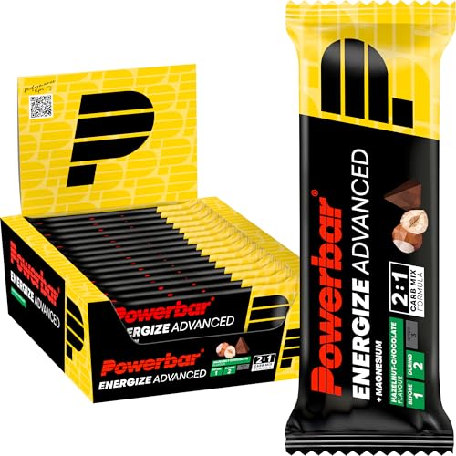 Powerbar Energize Advanced Chocolate Hazelnut 15 x 55 g, barra de alta energia de carbono magnésio e sódio