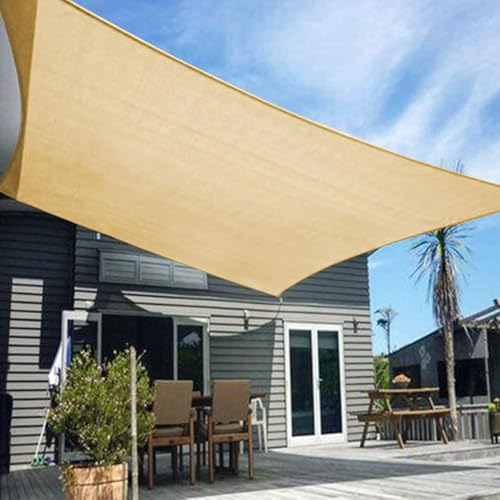 HENG FENG Toldo vela de sombra HDPE retangular, 4 x 5 m, proteção contra raios UV, resistente respirável para terraços, pátio exterior e jardim cor areia