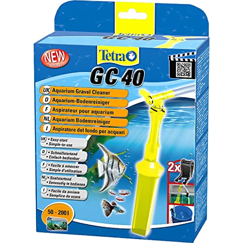 Tetra GC 40 Limpador de fundos de aquários, com mangueira, válvula de arranque rápido e grade de proteção para peixes, aspirador mulm com design de tubo de sucção, para aquários de 50 a 200 l