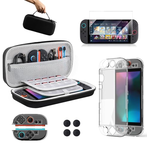 Lmcpa Kit de Funda Protector Compatible con Nintendo Switch 2 2025,Accesorios Nintendo Switch 2 Incluye Estuche, Protector de Pantalla, Cubierta Protectora Transparente y Agarre Para el Pulgar.
