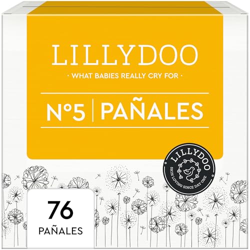 Fraldas LILLYDOO delicadas com a pele - tamanho 5 (11-16 kg), caixa de meio mês (76 unidades), proteção contra fugas, macias, sem perfumes ou loções e dermatologicamente testados