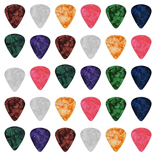 30 palhetas de guitarra celulóide, 0,5 – 1,20 mm, 6 espessuras diferentes para guitarra acústica, guitarra elétrica, ukulele, baixo, palhetas de guitarra, acessórios para guitarra