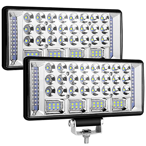Afaneep 2 peças Faróis de trabalho LED para trator 9" 304 W 33,200LM 6000K Focos de carro IP68 impermeável poderosos faróis LED trabalho para camião mota SUV, iluminação do local, holofote para barco